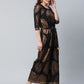 Ahalyaa Womens Black Crepe Copper Foil Printed Jumpsuit | Swadesiicart
