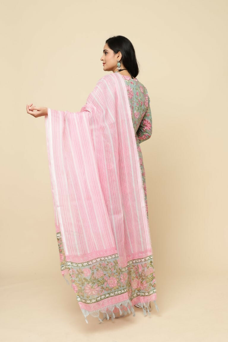 Designer Stylish Pink Cotton Blend Stitched Suit With Dupatta - Tanisha | Swadesiicart