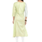 Ahalyaa Women Lime Green & Off-White Printed A-Line Kurta | Swadesiicart