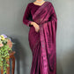 Vastranavya Wine Rangoli Silk Swarovski work Ready to Wear Saree | Swadesiicart