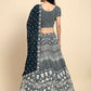 Blue Georgette Thread Embroidered Lehenga Choli with Dupatta - Tanya