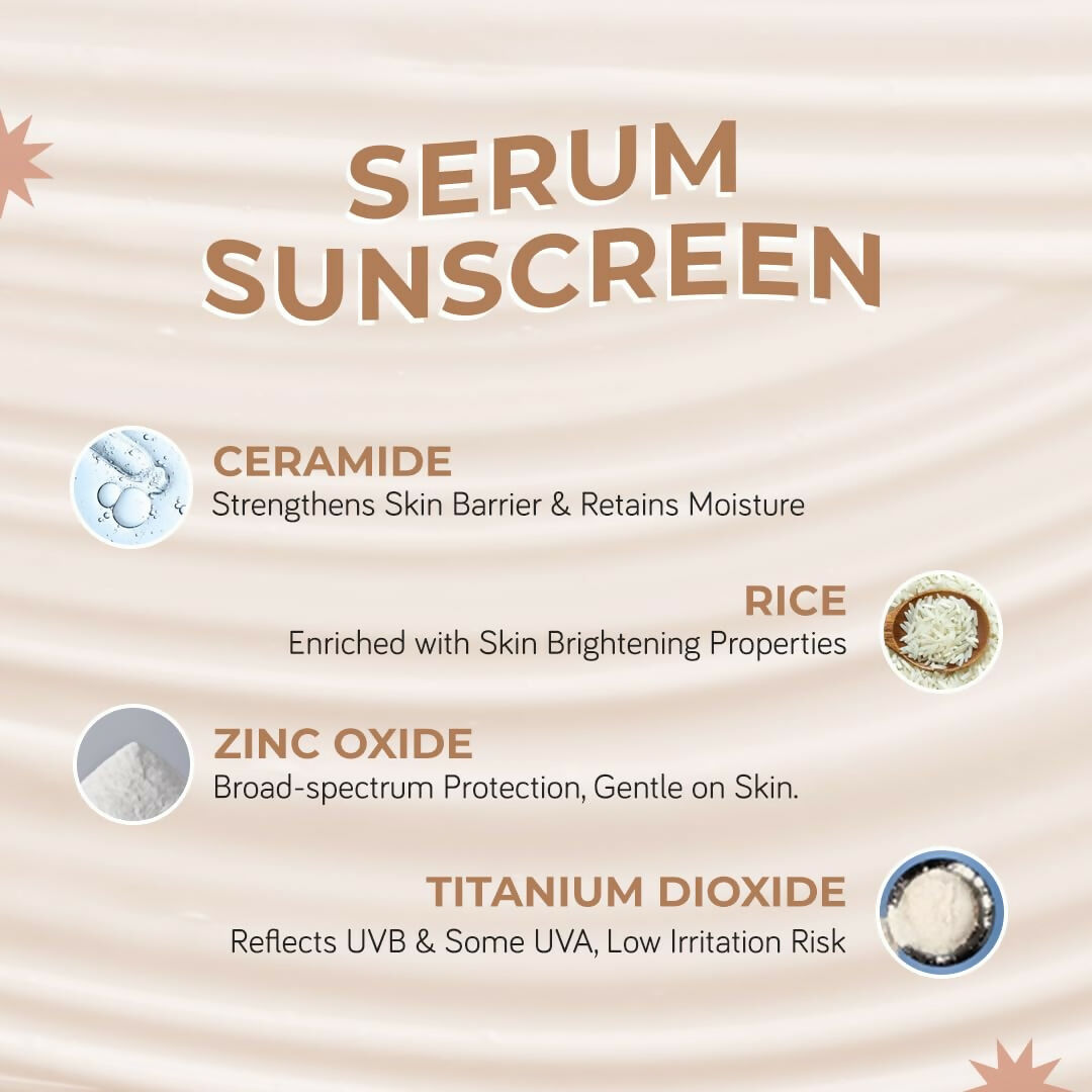 Moody SensiSoothe Mineral Brightening Sunscreen Serum with Ceramides & Rice - Swadesiicart