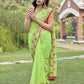 Vamsee Rashmika 2.0 Green Georgette Silk Saree - Swadesiicart