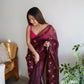 Vamsee Sarifaa Maroon Organza Saree - Swadesiicart