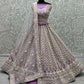Jyoti Fashion Women's Violet Bridal Net Fancy Sequins with Multi Thread Embroidered Wedding Lehenga Choli | Swadesiicart