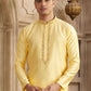 Raivat Ethnic Banarasi Art Silk Mirror Work Kurta Pajama In Yellow Colour | Swadesiicart
