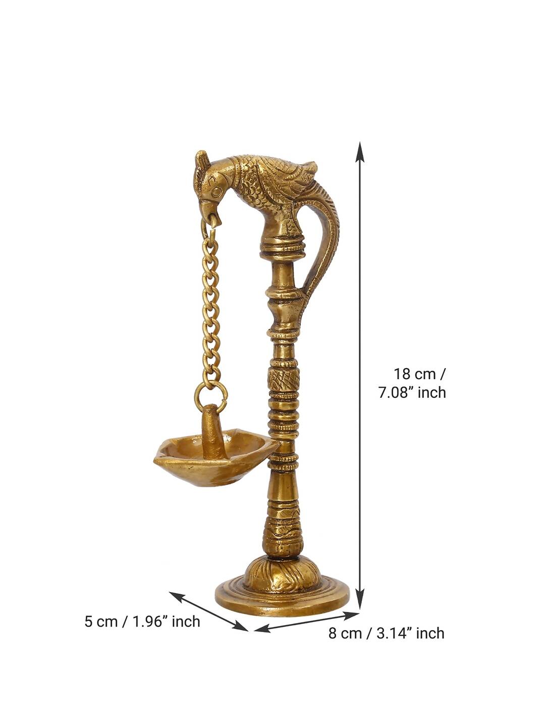 eCraftIndia Gold Toned Decorative Brass Parrot Diya | Swadesiicart