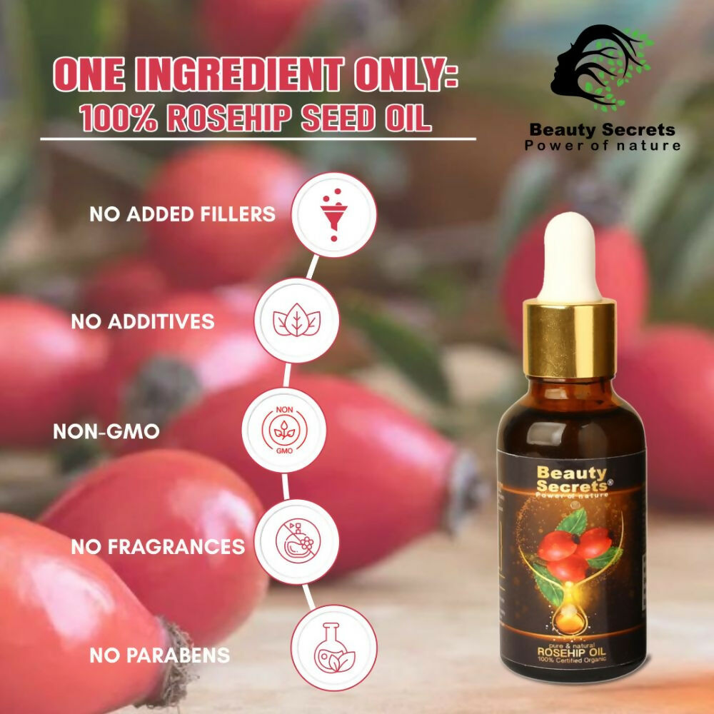 Beauty Secrets Certified Organic Rosehip Oil for Face and Body | Swadesiicart
