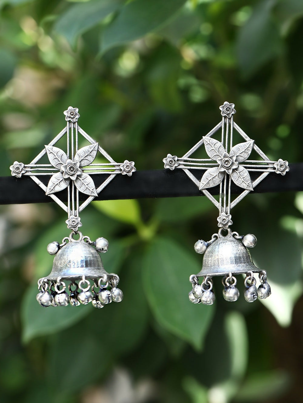 Joban Fashion Women Ghungroo Style Silver Tone Brass Jhumka | Swadesiicart