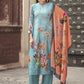 Jyoti Fashion Women's Sky Blue Velvet Floral Digital Printed Kurta with Trouser & Dupatta | Swadesiicart