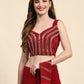 Red Imported Crystle Solid Ready to Wear Saree with stitched Blouse - Nita | Swadesiicart