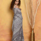 Very Much Indian Handblock Printed Cotton Saree With Natural Dyes - Grey | Swadesiicart
