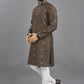 Anaita Brown Weaving Linen Cotton Straight Kurta