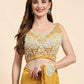Yellow Lycra Solid Ready to wear Saree with stitched Blouse - Vanita | Swadesiicart