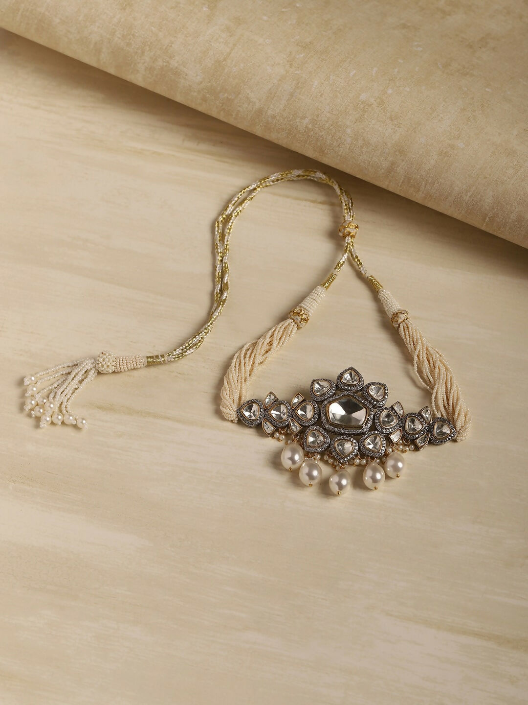 Kundan & Pearl Drop Choker- Ruby Raang | Swadesiicart