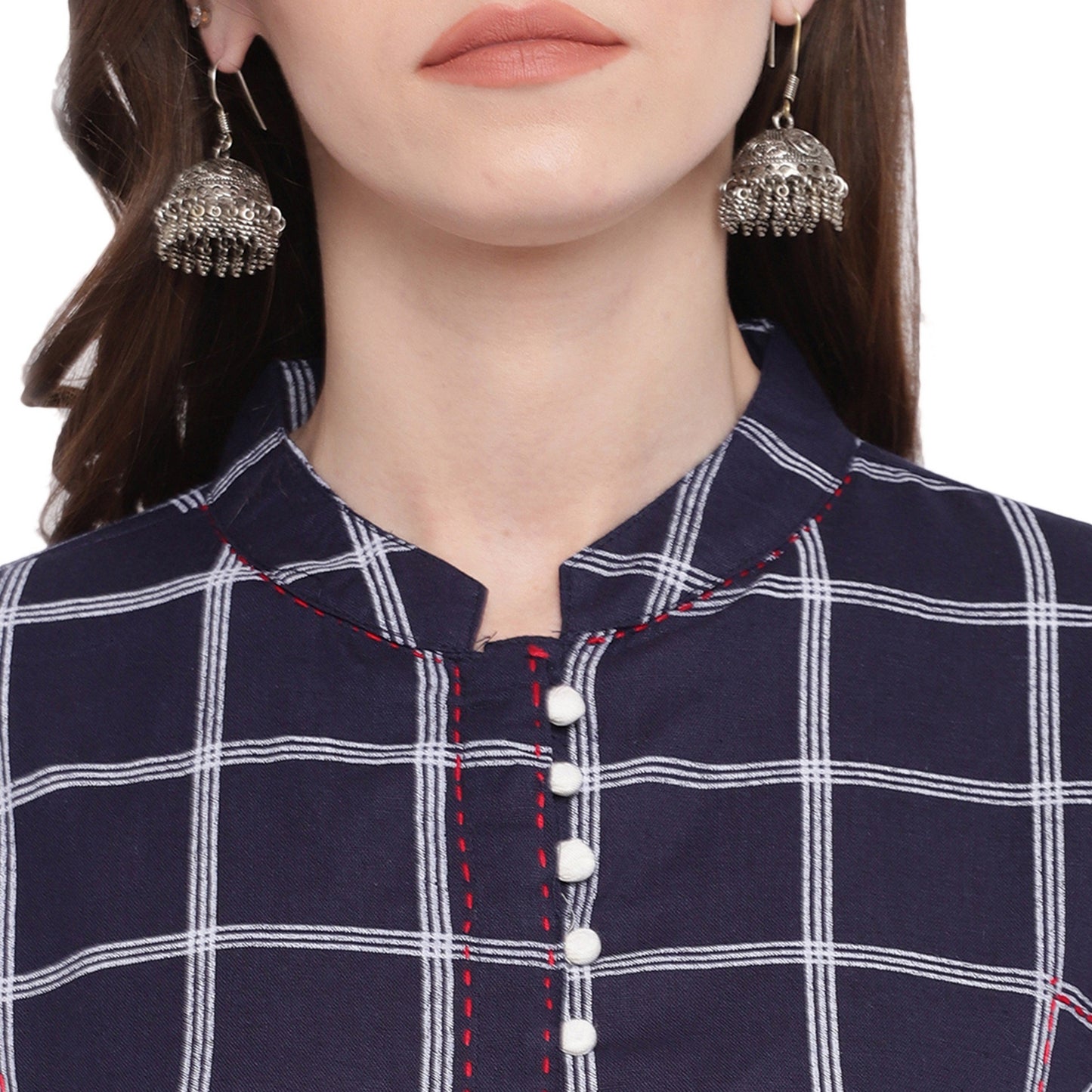 NOZ2TOZ Women's Navy Blue Printed Kurti- (1pc set) - Swadesiicart