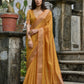 Vishnu Weaves Women's Yellow Soft Tissue Silk Zari Woven Saree with Blouse - Swadesiicart
