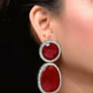 Smart Dangler With Rhino Stone Border Red Earrings For Women and Girls By House of Ree - Swadesiicart