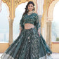 Lorenvalley Green Pure Viscose Jacquard With Embroidered Sequins work Lehenga Choli | Swadesiicart