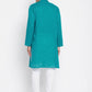 Even Apparels Green Pure Cotton Men's Kurta With Band Collar | Swadesiicart