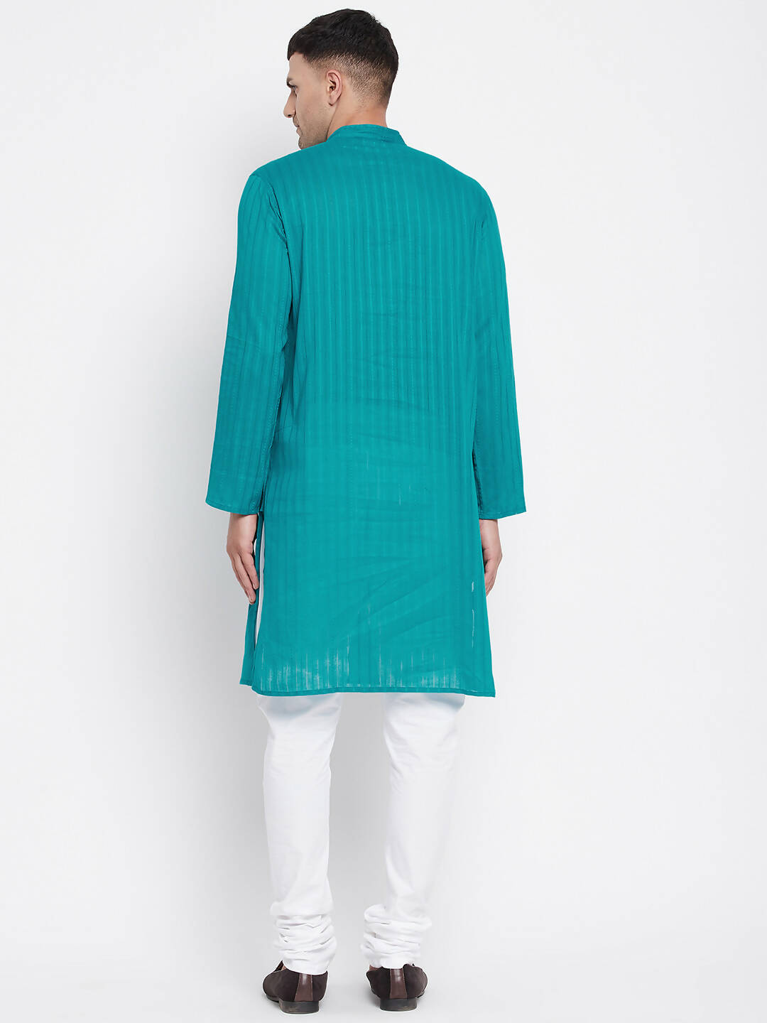 Even Apparels Green Pure Cotton Men's Kurta With Band Collar | Swadesiicart