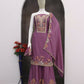 Anaita Purple Chinon Stitched Suit with Embroidery Sequence Work