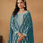 Anaita Teal Embroidered Faux Georgette Salwar Suit