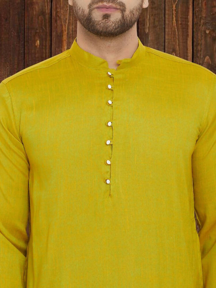 Even Apparels Yellowish Green Wedding Kurta - Green | Swadesiicart