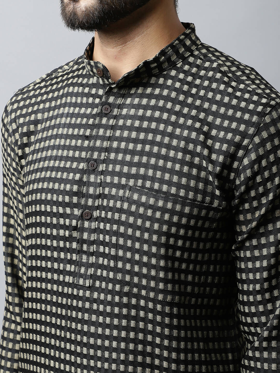 Even Apparels Brown Color Pure Cotton Men's Kurta With Band Collar (CHK1185) | Swadesiicart