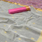 DEIANA'S Beautiful Designer Golden zari Soft Cotton Saree - White - Swadesiicart