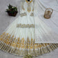 Prazu Fashion White French Crepe Thread Embroidered Palazzo Suit - Swadesiicart