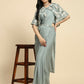 Sea Green Chiffon Solid Ready to wear Saree with stitched Blouse - Aayan | Swadesiicart