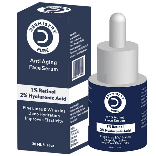 Dermistry 1% Retinol Hyaluronic Anti Aging Night Moisturizer Face Serum For Ageing Lines & Wrinkles - Swadesiicart