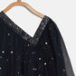 Ahalyaa Navy Blue Net Asymmetric Kids Top With Skirt For Girls | Swadesiicart