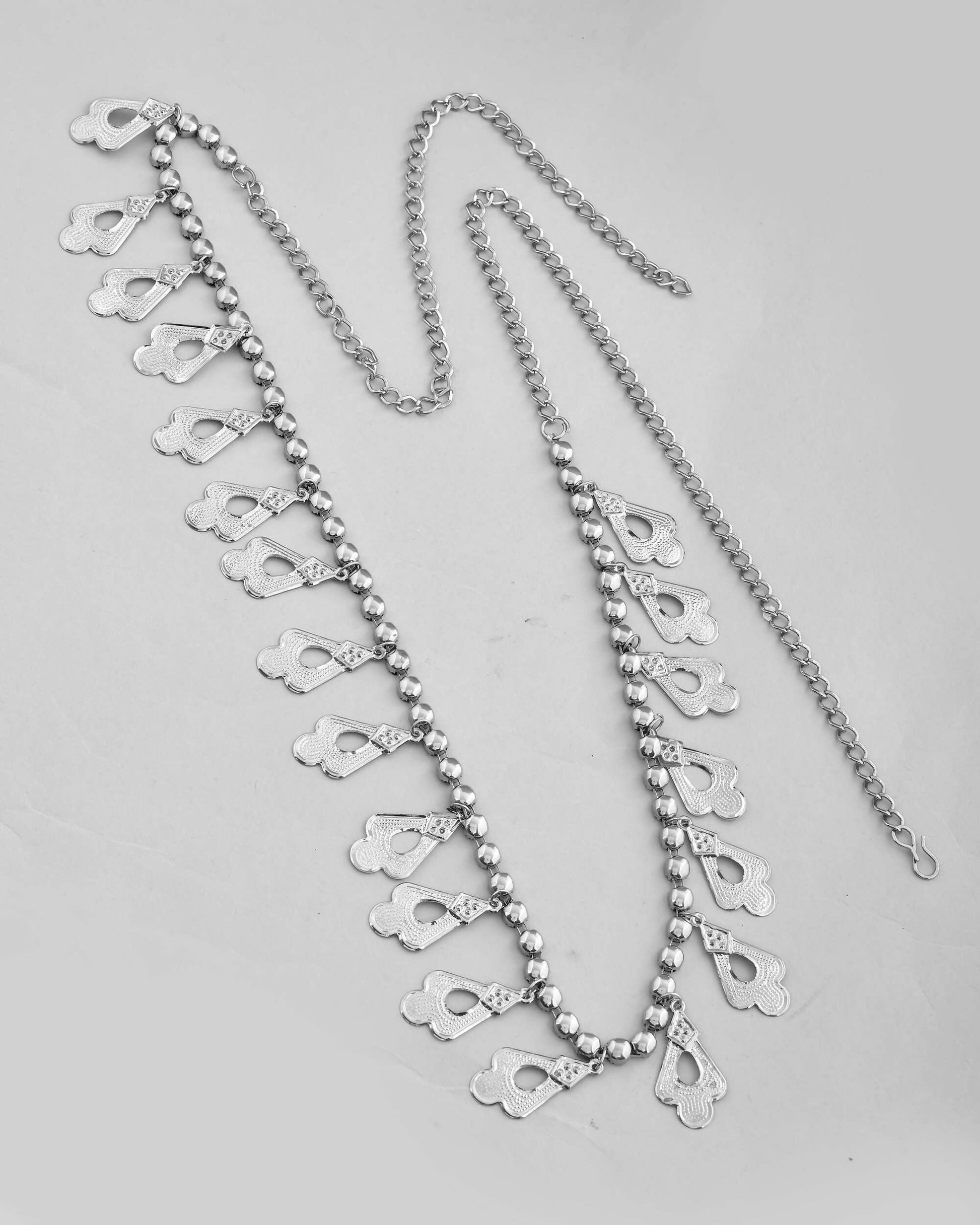 VOJ Oxidised German Silver Adjustable Waist Belt | Swadesiicart