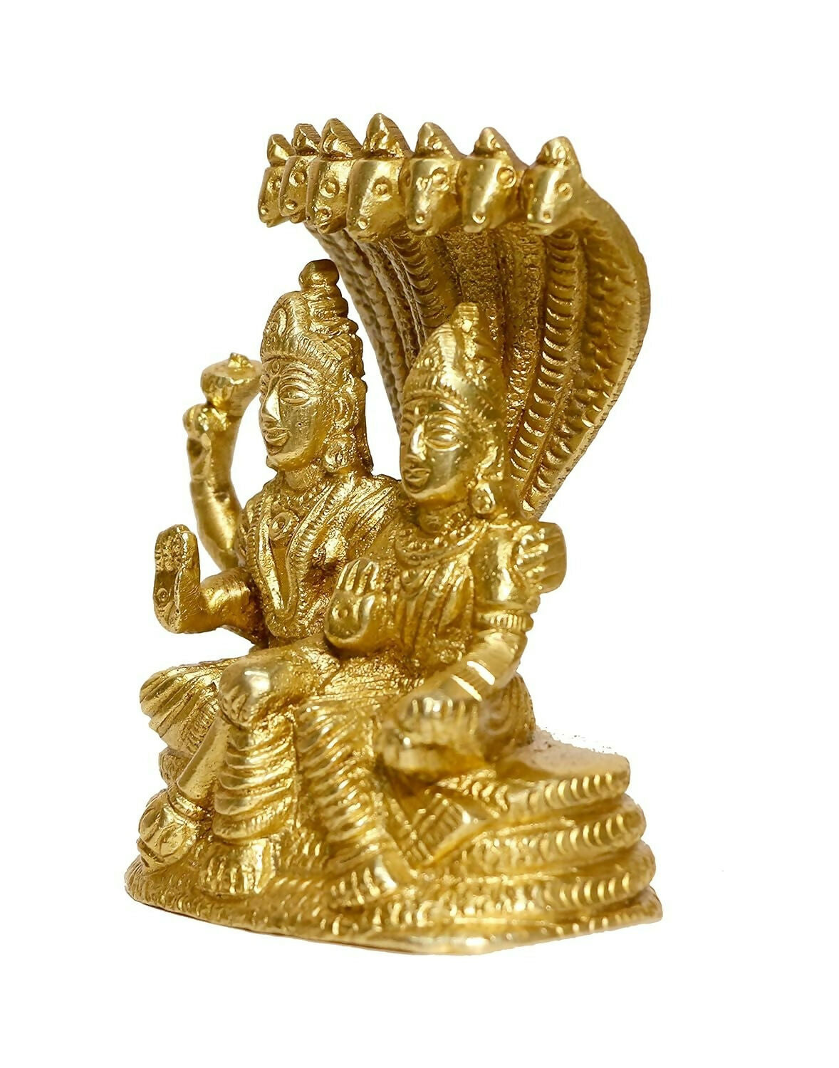P.J.Handicrafts Brass Metal Statue Of Vishnu Ji With Laxmi - Swadesiicart