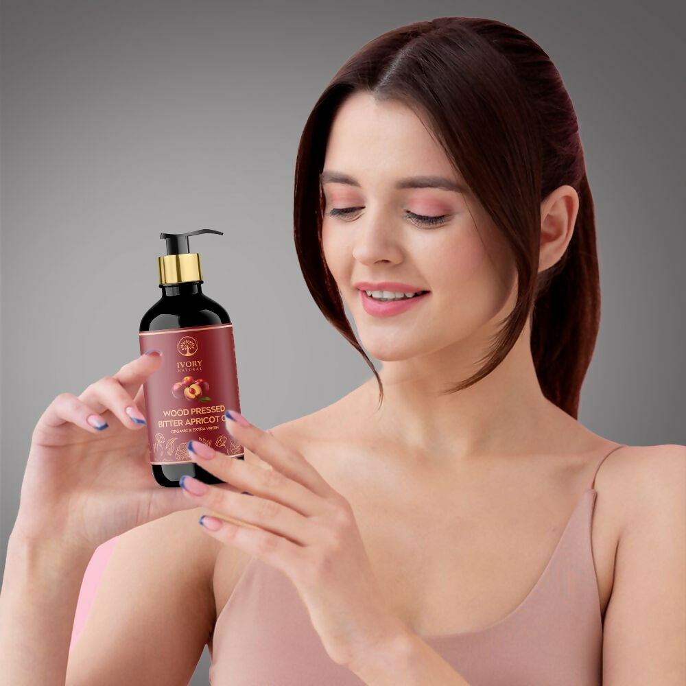 Ivory Natural Wood Pressed Bitter Apricot Oil Organic & Extra Virgin For Deep Moisturization, Gentle Hydration, And Youthful Glow | Swadesiicart
