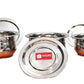 Sublime Kitchenware Set of 3 Stainless Steel Copper Bottom Handi with Lid - Swadesiicart