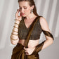Brown Burberry Organza Solid Fancy Designer Saree - Nafisa