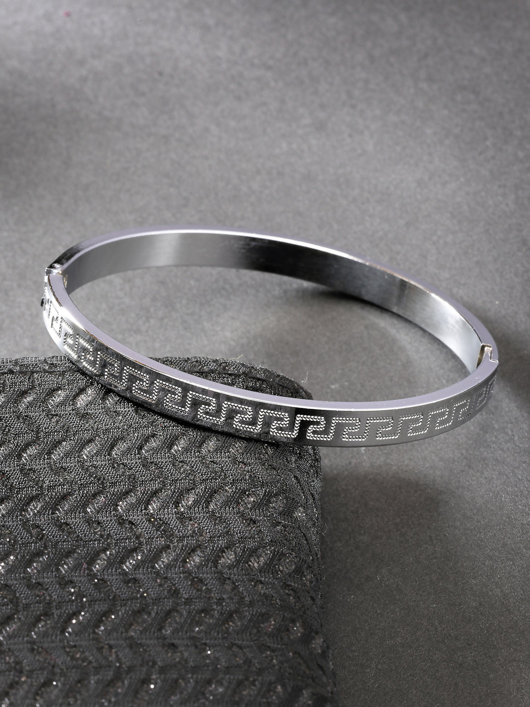 NVR Men's Silver-Plated Stainless Steel Kada Bracelet - NR Retail-NVR