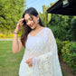 Vamsee V5-White Organza Saree - Swadesiicart