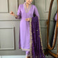 Partywear Designer Viscose Silk Blend Purple Stitched Suit With Dupatta - Tanisha | Swadesiicart