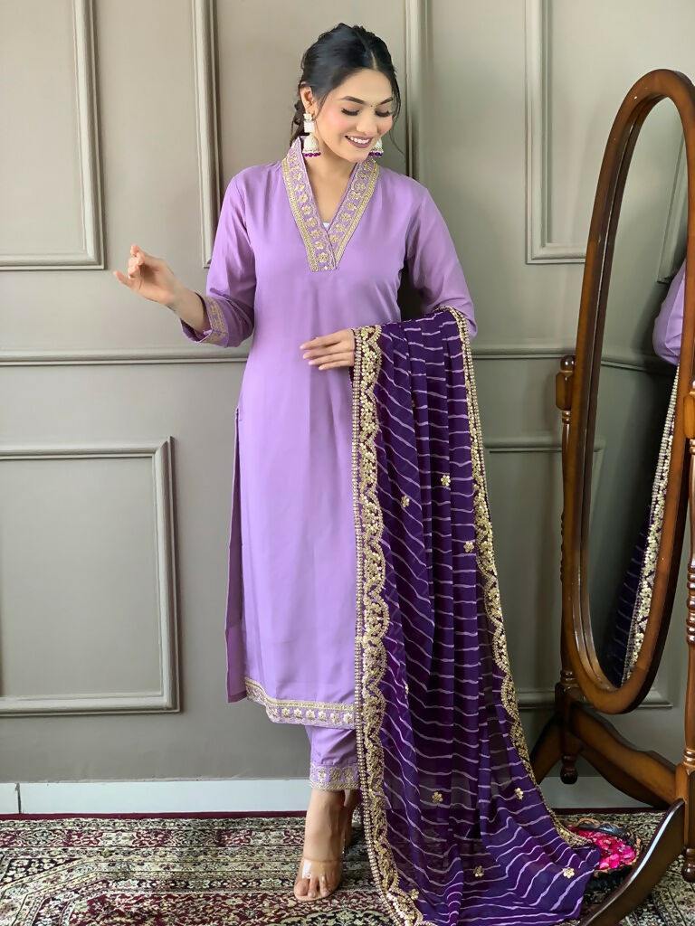 Partywear Designer Viscose Silk Blend Purple Stitched Suit With Dupatta - Tanisha | Swadesiicart
