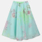 Ahalyaa Aqua Blue Organza Printed Lehenga Choli For Kids For Girls | Swadesiicart