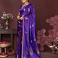 Joban Fashion Purple Floral Motifs Banarasi Silk Sarees | Swadesiicart