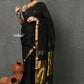 Very Much Indian Designed by VMI ~ Pure High Quality Mul Cotton Handloom Saree - Black Gold | Swadesiicart