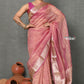 Very Much Indian Tyohaar - Exclusive! Banarasi Handloom Crushed - Pure Tissue Silk Saree - Soft Pink (Silk Mark Certified) | Swadesiicart
