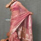Very Much Indian Tyohaar - Exclusive! Banarasi Handloom Crushed - Pure Tissue Silk Saree - Soft Pink (Silk Mark Certified) | Swadesiicart