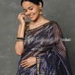 Very Much Indian Handloom Pure Cotton Silk Saree With Trendy Golden Stripes - Indigo Blue | Swadesiicart