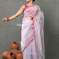 Very Much Indian Handloom Pure Cotton Silk Saree With Trendy Stripes - Pretty Lavender | Swadesiicart